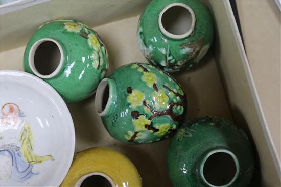 A collection of Chinese tea bowls, vases, etc.